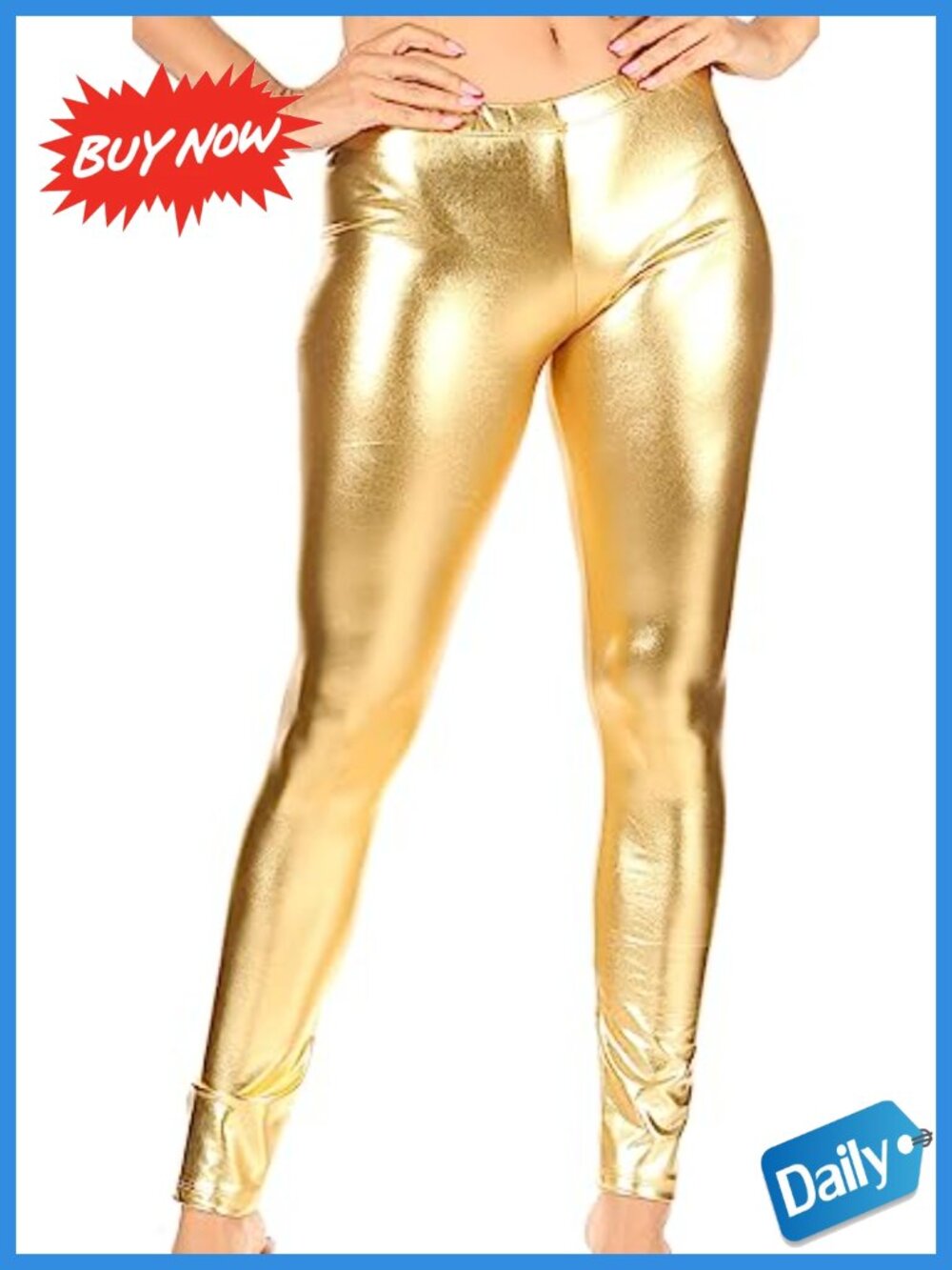 Liquid Wet Look Metallic Shiny Stretch Leggings Footless Faux Leather High Rise